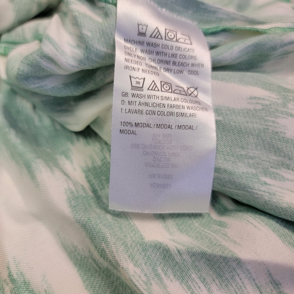 AnyBody Regular Printed Knee Length Dress with Smocked Sleeves Mint Size S - Picture 5 of 5